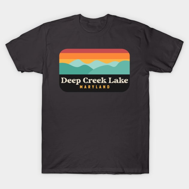 Deep Creek Lake State Park Maryland Retro Vintage Sunset T-Shirt by PodDesignShop